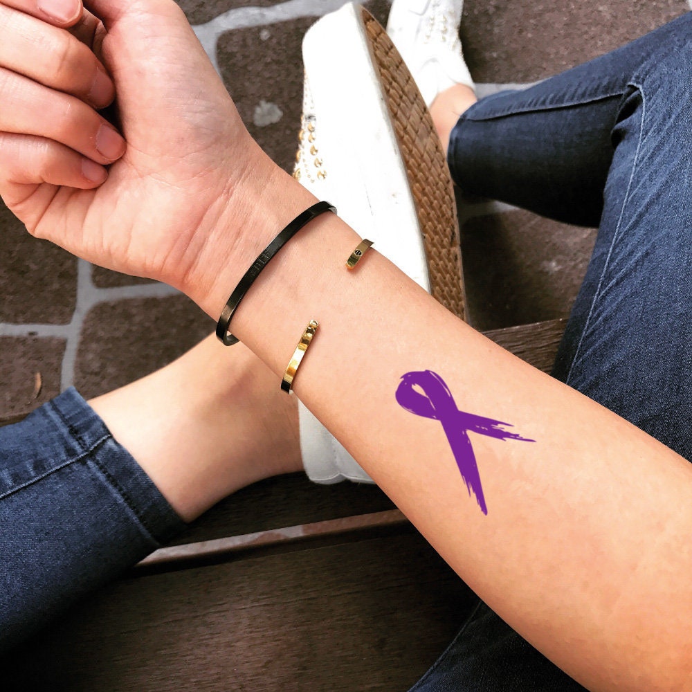 No One Fights Alone Ribbon Temporary Tattoo  Choose Hope