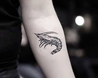 Tijdelijke neptattoo sticker garnalen (set van 2)