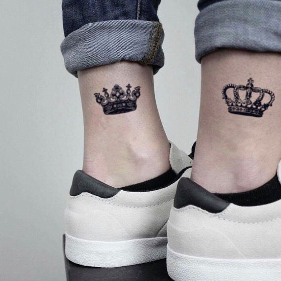King and Queen Crowns Temporary Waterproof Tattoos Women Mens Fake Sticker