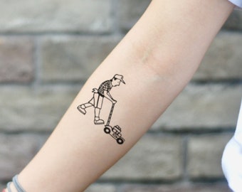 Rasenmäher temporäres Tattoo Aufkleber (2er Set)