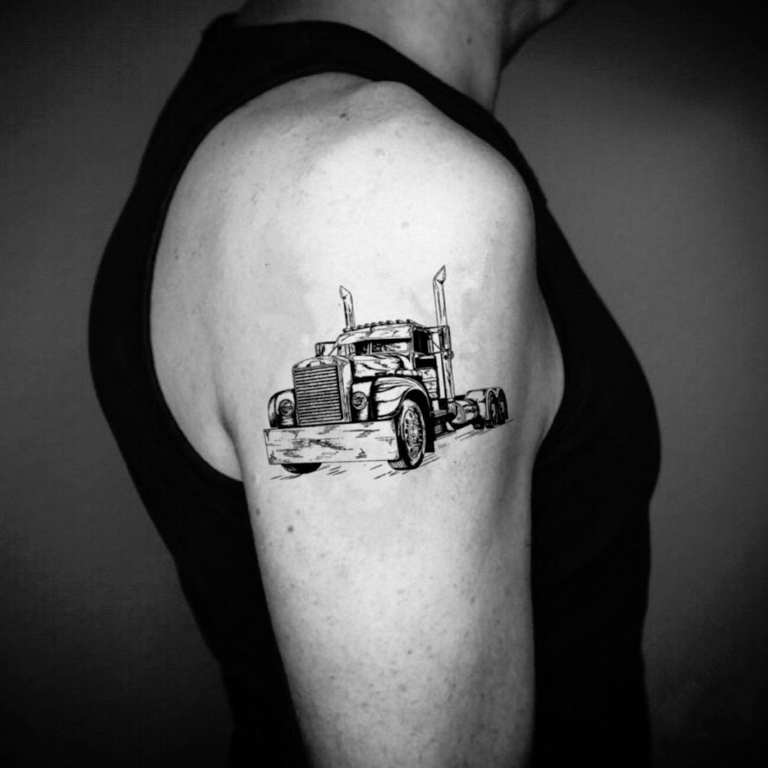 60 truck tattoos for men - vintage and big rig ink design ideas | Truck  tattoo, Trucker tattoo, Sleeve tattoos