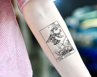 Dummkopf Tarot temporäres Tattoo Aufkleber (2er Set)
