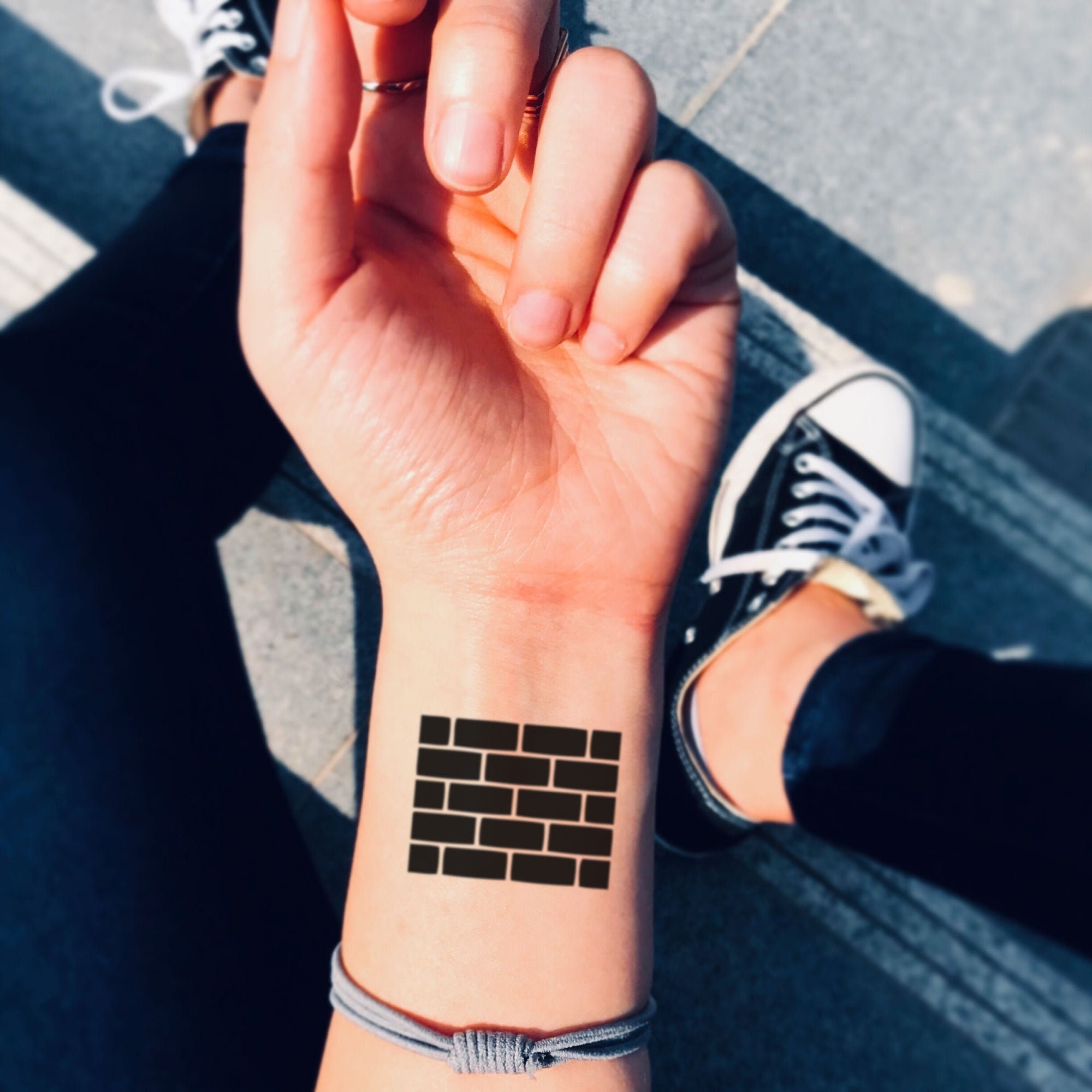 Brick Wall Temporary Tattoo Sticker set of 2 - Etsy