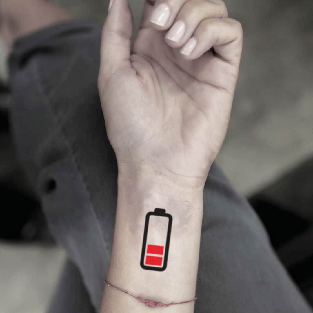 Low Battery Temporary Tattoo Sticker set of 4 Etsy