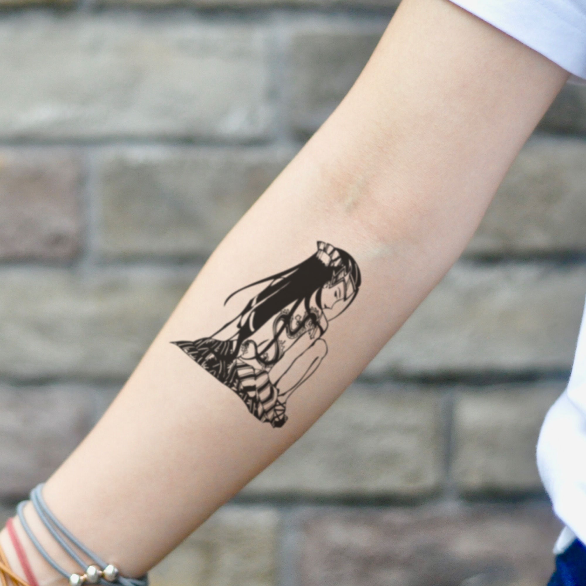 Anime Chica Etiqueta engomada de tatuaje temporal conjunto de - Etsy México