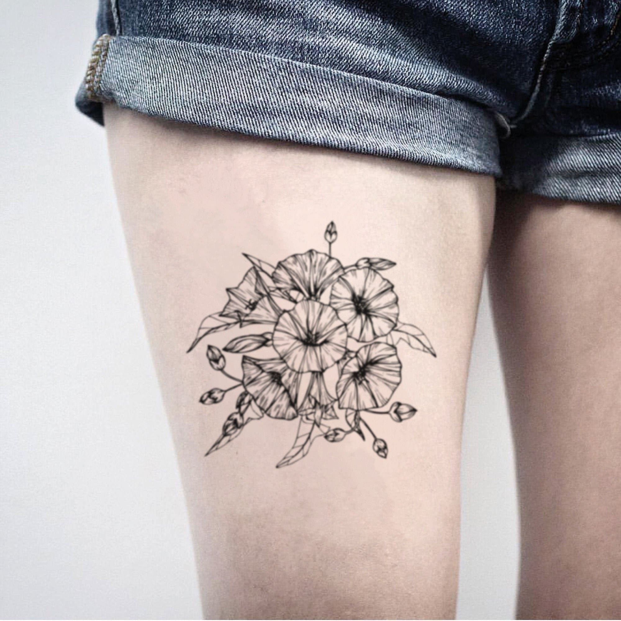 Buy Morning Glory Flower Bouquet Temporary Tattoo Sticker set of Online in  India  Etsy