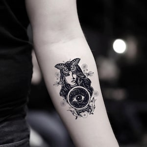Tijdelijke neptattoo sticker waarzegster (set van 2)