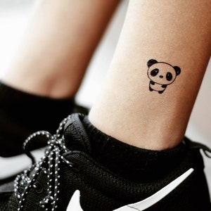 Pegatina de tatuaje temporal falso con dibujo de panda (juego de 2)