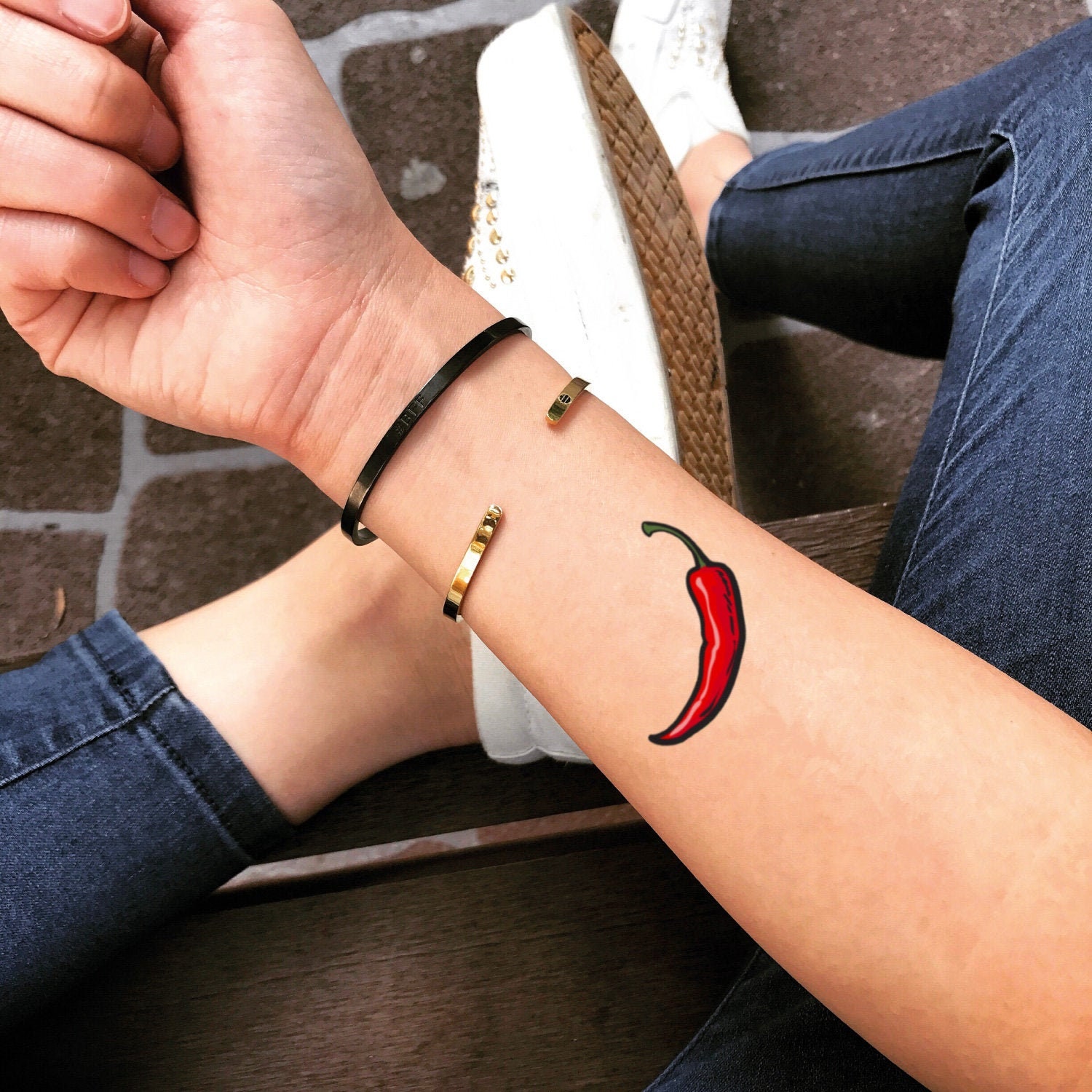 Chili Pepper Temporary Fake Tattoo Sticker (Set of 2)