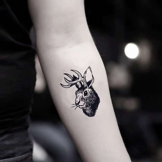 aimeeleetattoo:black-and-grey-jackalope