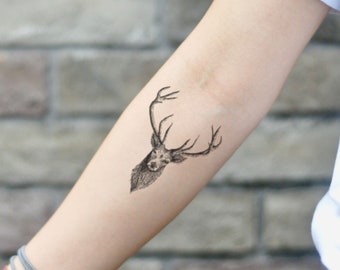 Deer Buck Head Temporary Tattoo Sticker set of 2 - Etsy Norway Deer Buck Head Temporary Tattoo Sticker set of 2 - Etsy Norway