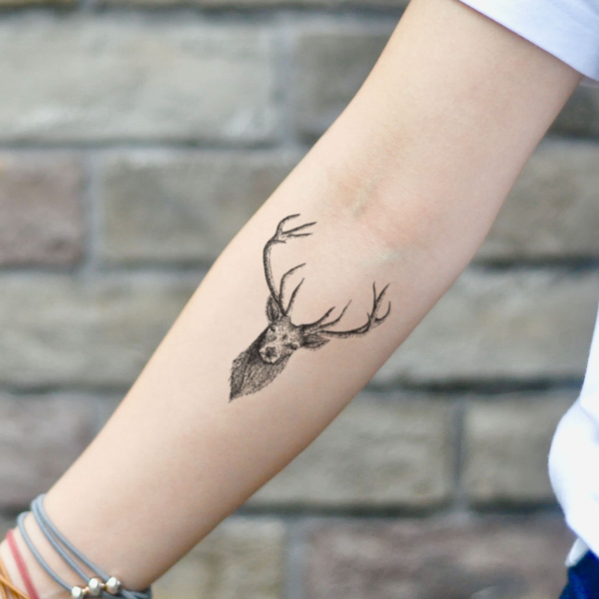 Deer line tattoo sticker silhouette Royalty Free Vector