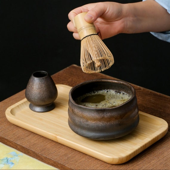 Japanese Matcha Tea Set Matcha Bowl Bamboo Whisk Holder Tray