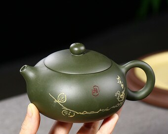 QUANPINGEN TEA-Green Mud Tea Pot|Kung Fu Teapot|Yixing Zisha Teapot 260ml