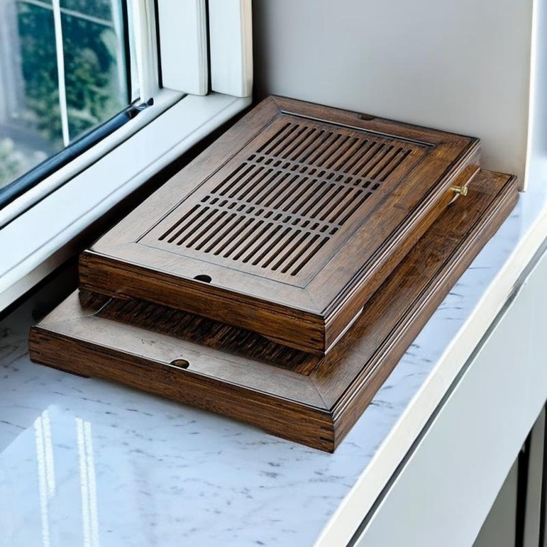 Bamboo Gong Fu Tea Tray With Drainagetea Lover Gift Etsy
