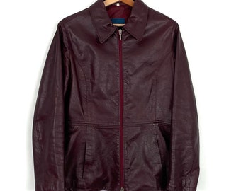 Y2k Vintage burgundy leather jacket