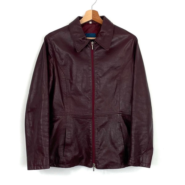 Y2k Vintage burgundy leather jacket