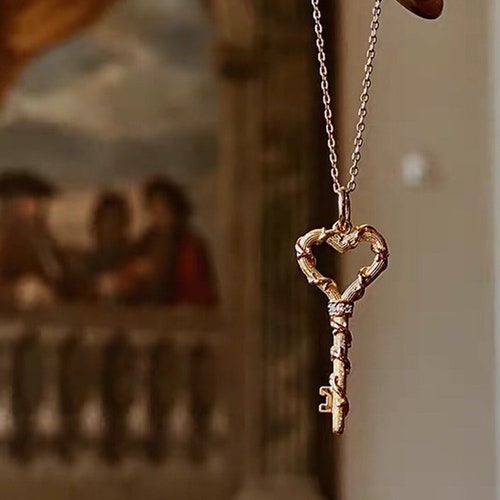 Heart Key Pendant Necklace Love Key 