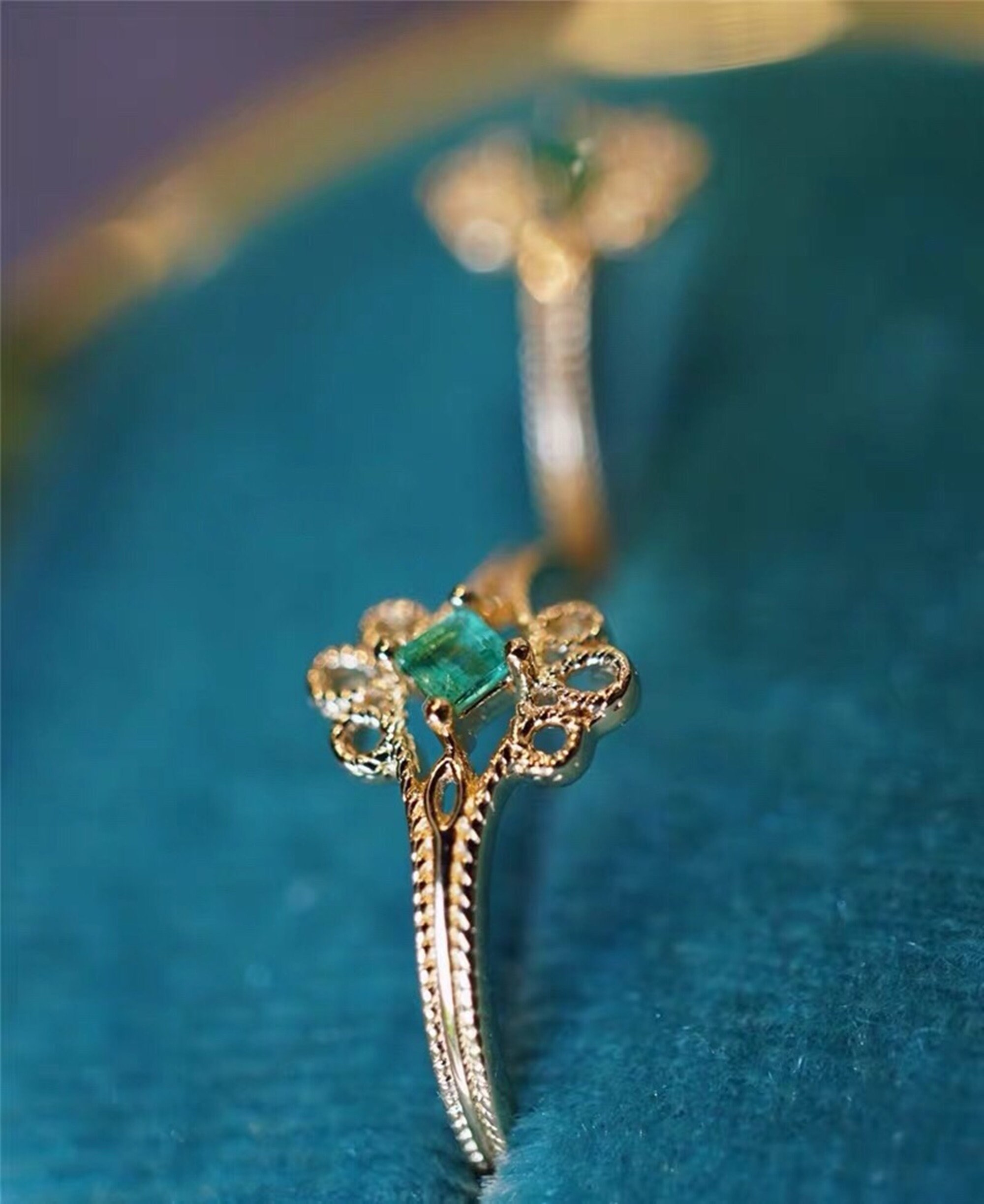 Dainty Emerald Promise Ring Vintage Emerald Engagement Ring Etsy