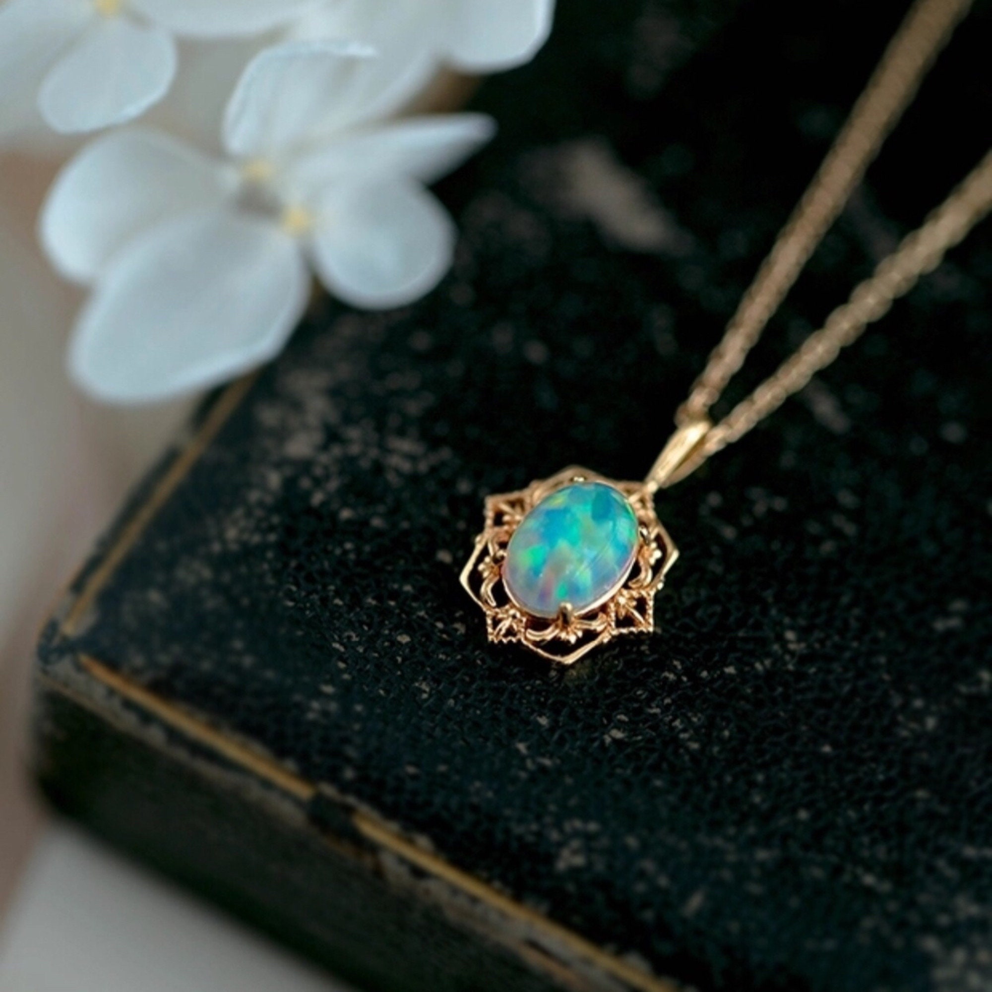 Buy Natural Opal Pendant Necklace Online in India - Mypoojabox.in