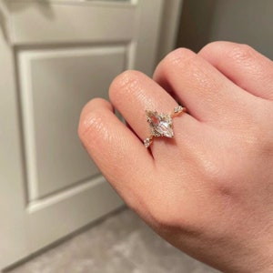 White Topaz Engagement Ring, Vintage Diamond Engagement Ring, Topaz Promise Ring, White Topaz Statement Ring, Big Gemstone Ring, Gifts image 6