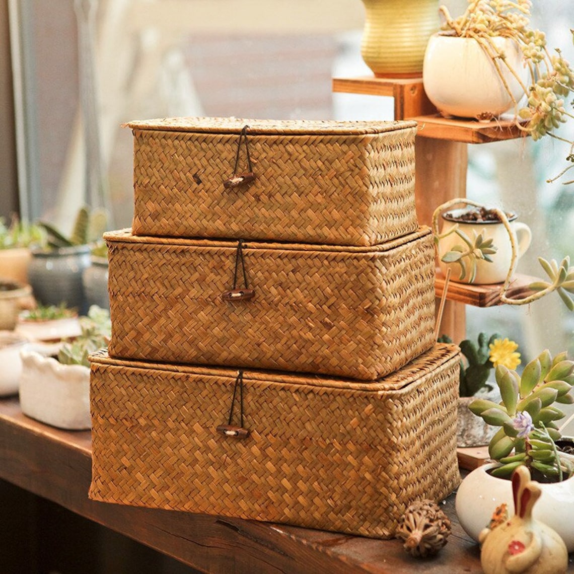Hand Made Rattan Woven Strew Wicker Storage Box With Etsy