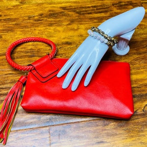 Standard Leather Envelope Clutch Bag Pillarbox Red