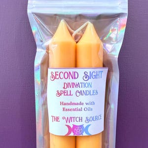Second Sight Divination Intuition Enhancing Luxury Spell Candles, Handmade Taper Ritual Candles
