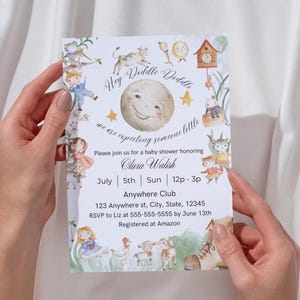 Kinderreim-Babyparty-Einladung, Hey Duddle Ddle Storybook Theme (digitaler Download)