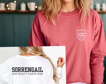 Sorrengail Fourth Wing Comfort Colors T-shirt met lange mouwen | Romantiek | Fantasie | Boek | Cadeau | Lees | Xaden | IJzeren Vlam | Schaduw papa