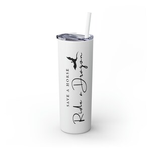 Ride a Dragon Fourth Wing Skinny Tumbler with Straw | Iron Flame | Romantasy | Fantasy | Reader | Water Bottle | Coffee | Travel Mug | Book