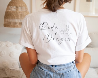 Save A Horse | Ride a Dragon Double Sided T-Shirt | Bella + Canvas 3001 Shirt | Bookstagram | Booktok | Romantasy | Bookish | Fourth Wing