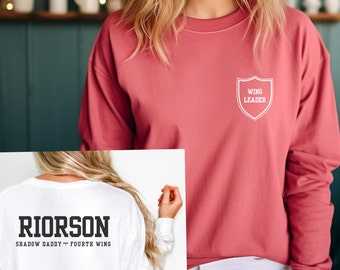 Riorson Fourth Wing Comfort Colors Long Sleeve T-Shirt | Romance | Fantasy | Book | Gift | Read | Xaden | Iron Flame | Shadow Daddy