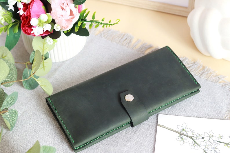 Personalized Leather Women's Wallet, Leather Wallet Women's, Long Wallet, Personalized Wallet Women, Womens Wallet, Engraved Leather Wallet image 1