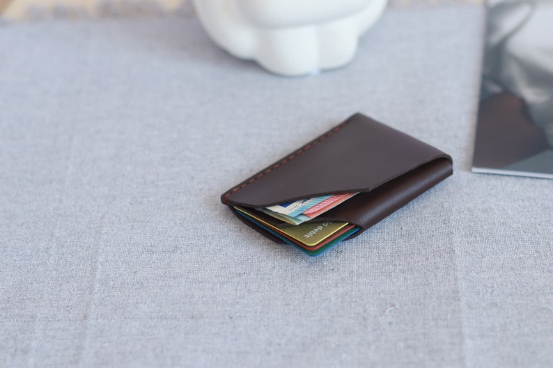 Vintage Wallet for Cards, Leather Card case, Credit Card Holder, Slim Card Wallet, Small Cardholder, Custom Engravings Available image 9