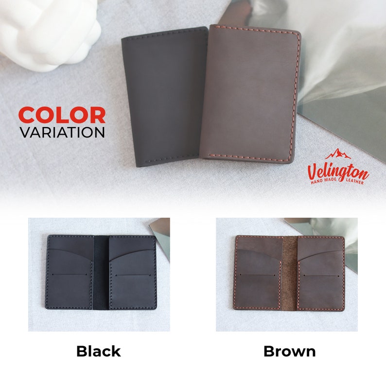 Personalized Leather Bifold Wallet, Monogrammed Men's Wallet, Slim Wallet, Minimalist Wallet, Gift Wallet image 3