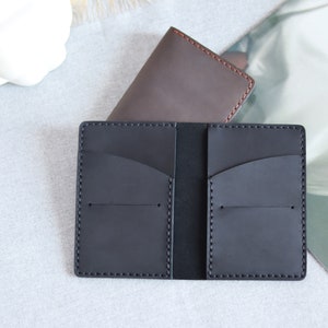 Personalized Leather Bifold Wallet, Monogrammed Men's Wallet, Slim Wallet, Minimalist Wallet, Gift Wallet image 10