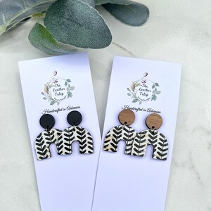 Black Petite Arch Earrings, Cork Earrings, Leather Earrings