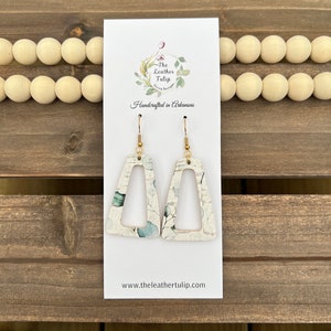 Triangle Cork Leather Earrings, Leather Earrings, Spring Earrings