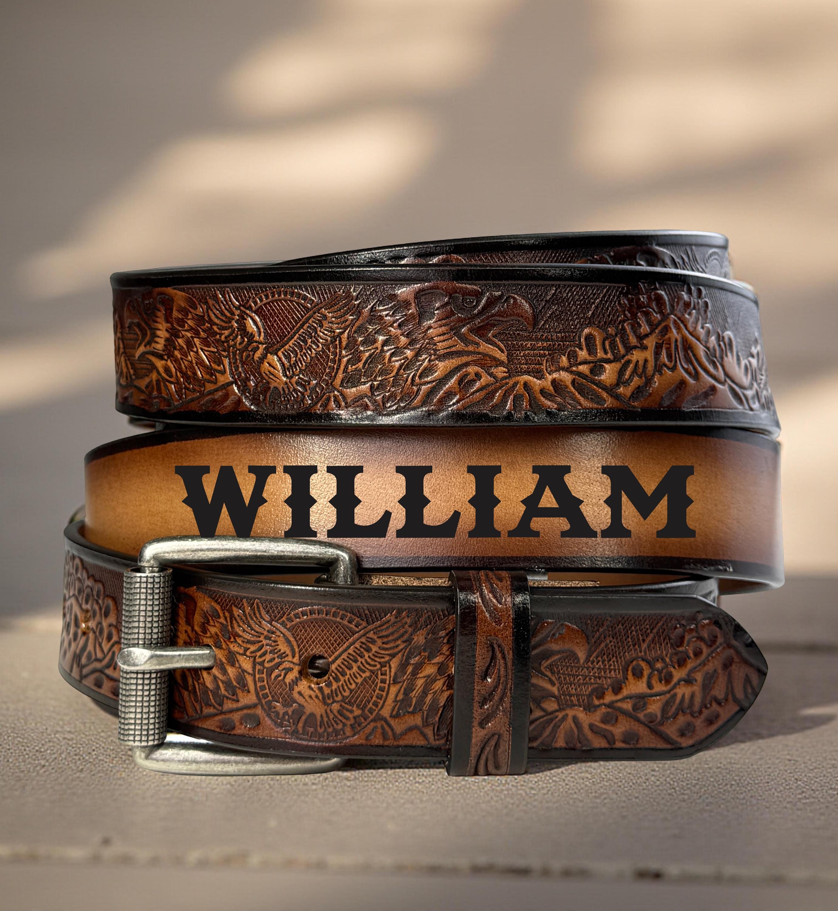 Ceinture Western Vintage En Cuir De Vache - Taille 30 - Poinçonnée Main - Occasion