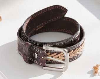 Western Genuine Leather Belt Full Grain Handmade Men's Heavy Duty Without Buckle