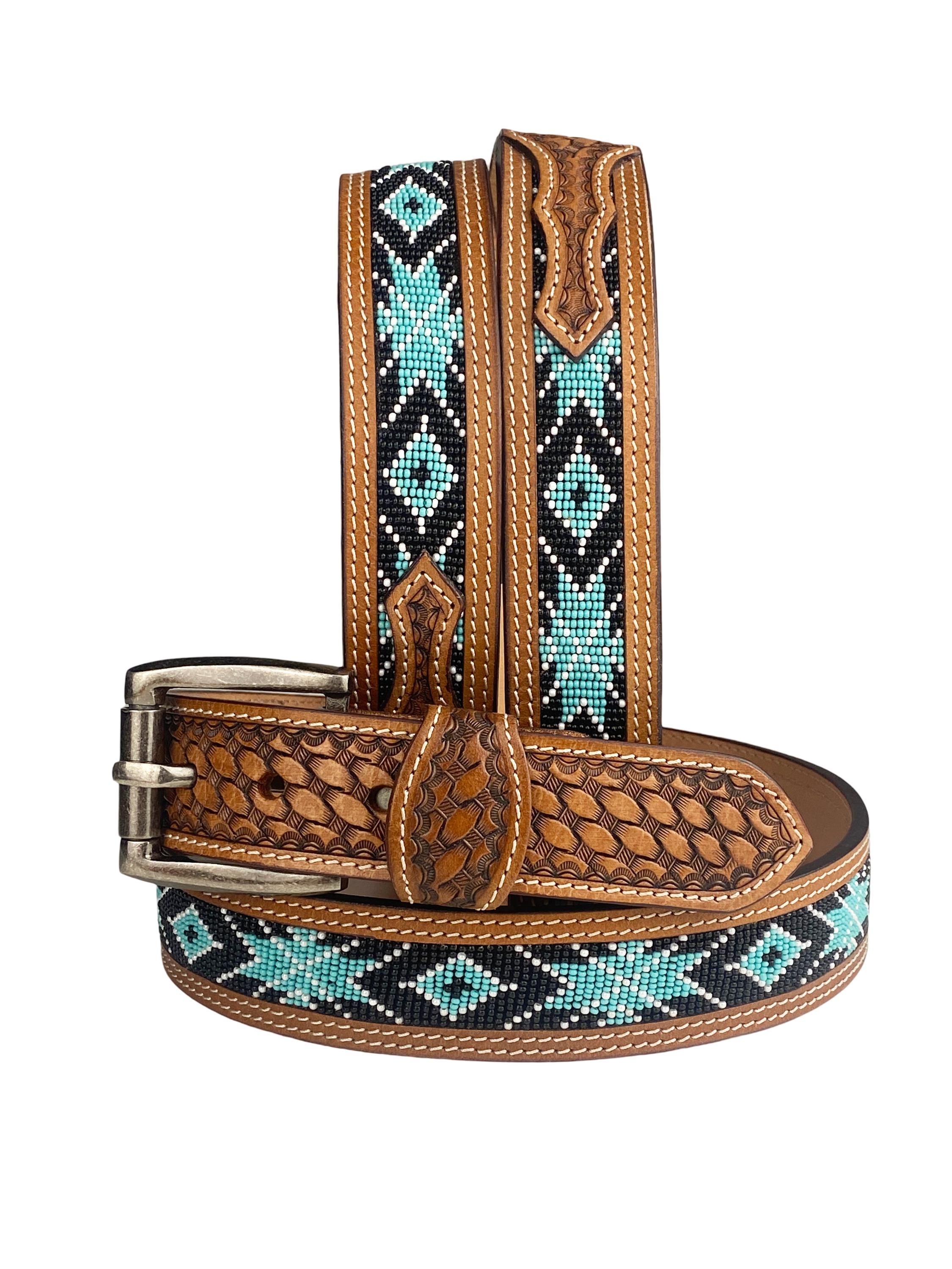 Boho Braided Leather Belt with Charms Tassel Coin Turquoise Beads Abby Turquoise Western Chain Belt – The Bevel Label main image 4