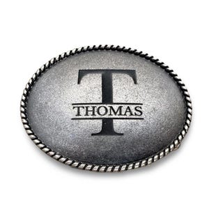 Engraved MONOGRAM Belt Buckle, Personalized Belt Buckle, Groomsman Belt Buckle, Cowboy Belt Buckle