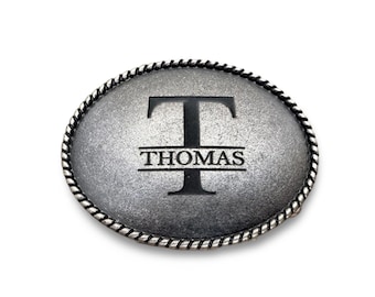 Engraved MONOGRAM Belt Buckle, Personalized Belt Buckle, Groomsman Belt Buckle, Cowboy Belt Buckle