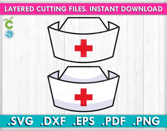 Nurse Hat SVG, Nurse Cap Clip Art, Instant Digital Download Svg/png/dxf/eps  Files, for Cricut, Silhouette Cut Files. 