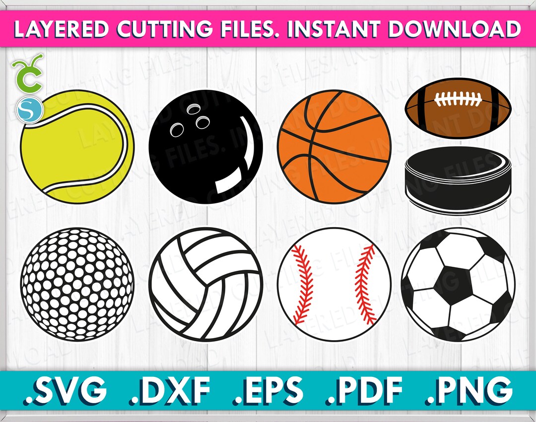 Sport Balls Svg Bundle From 9 Svg Dxf Eps Png Pdf Cut Etsy
