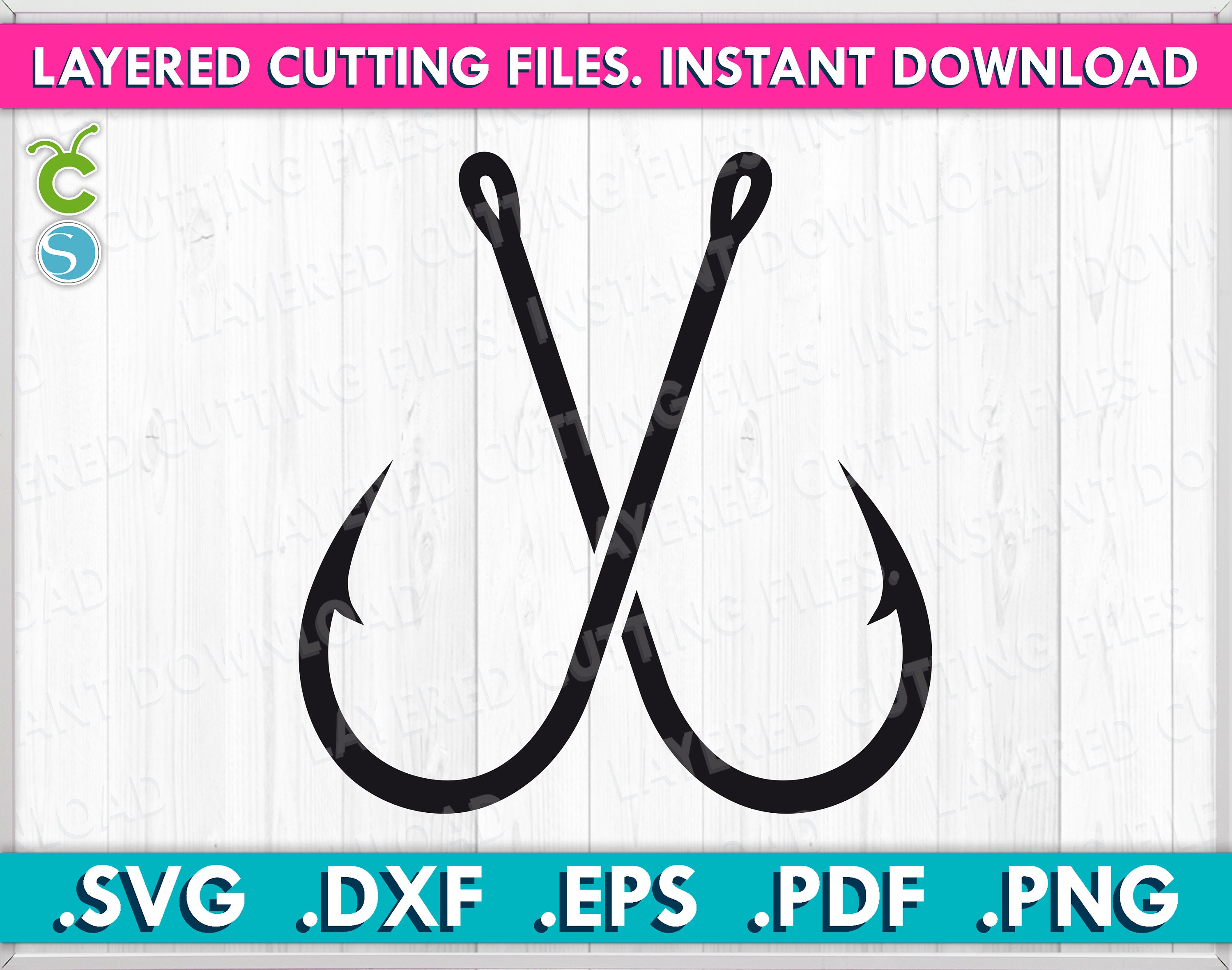 Crossed Fishing Hooks Svg Hooks Svg Fishing Svg Fish Svg Etsy