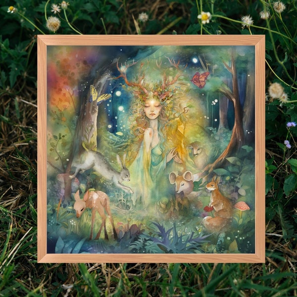 Beltane Summer Goddess, pagan art, spiritual art, psychedelic poster, celtic art, fantasy fairy art, fantasy forest art, divine feminine art