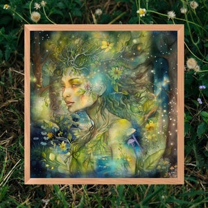 Mystical Nymph Wall Art, Divine Feminine Pagan Art, Fantasy Prints for Enchanting Home Decor and Whimsical Woodland Art, Earth Goddess Art