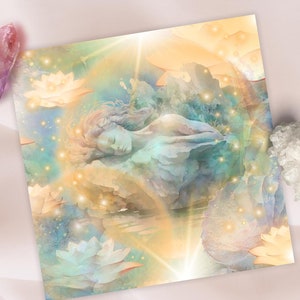 Card: Peaceful Mermaid Dream, Divine Feminine Altar Card & Goddess Card, divine feminine energy, altar decor, goddess art, spiritual art